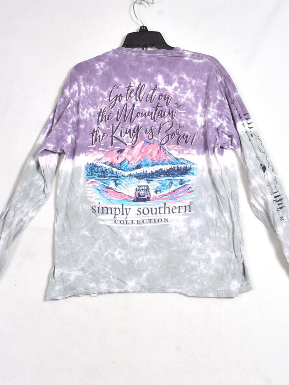 Simply Southern Shirt Tell Mountains Tie Dye Purple Green Pink Jeep Size Large